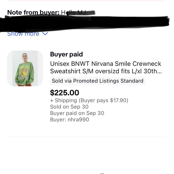 U. O. PINK NIRVANA CREW SWEATSHIRT BNWT S/M OVERSIZED fits To L/XL SHIPS QUICK! - Picture 5 of 14